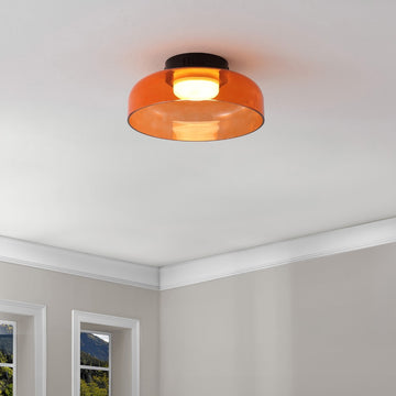 Kalmar 12" Modern Minimalist Iron/Glass Dimmable Integrated LED Flush Mount